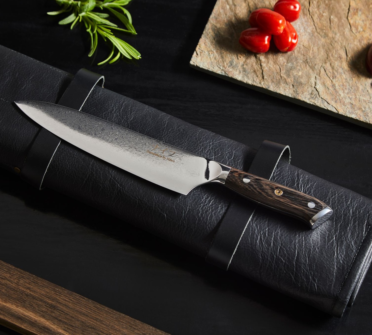Damascus by Haws Kokkekniv 32 cm med håndtag i wenge træ